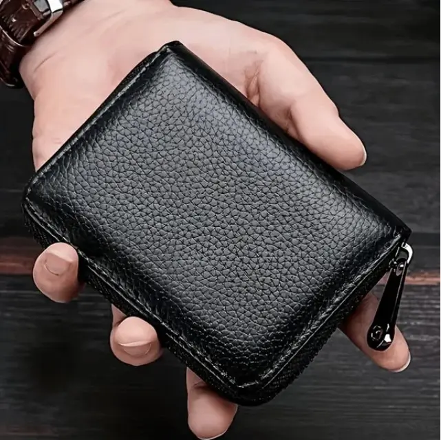 RFID Blocking Wallet, Slim PU Leather Card Holder with 20 Card Slots and Zipper Pocket, Travel Wallet Gift