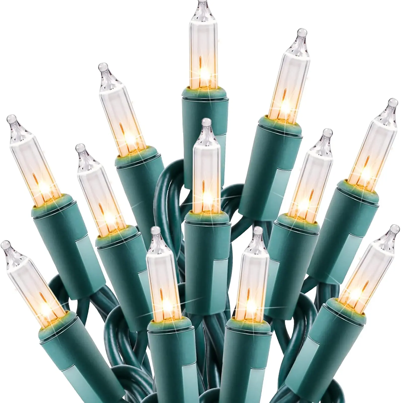 Christmas tree lights -Clear Christmas String Lights 100 (10M+0.6M Extension Cable)Count 25 Feet Incandescent Bulb Mini Lights for Indoor Xmas Tree Garland Birthday Wedding Party Festival Decoration, Green Wire Led Outdoor Waterproof Led Bulbs