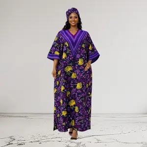 CRZ Elegant Ankara Dress Embellished With Aso Oke