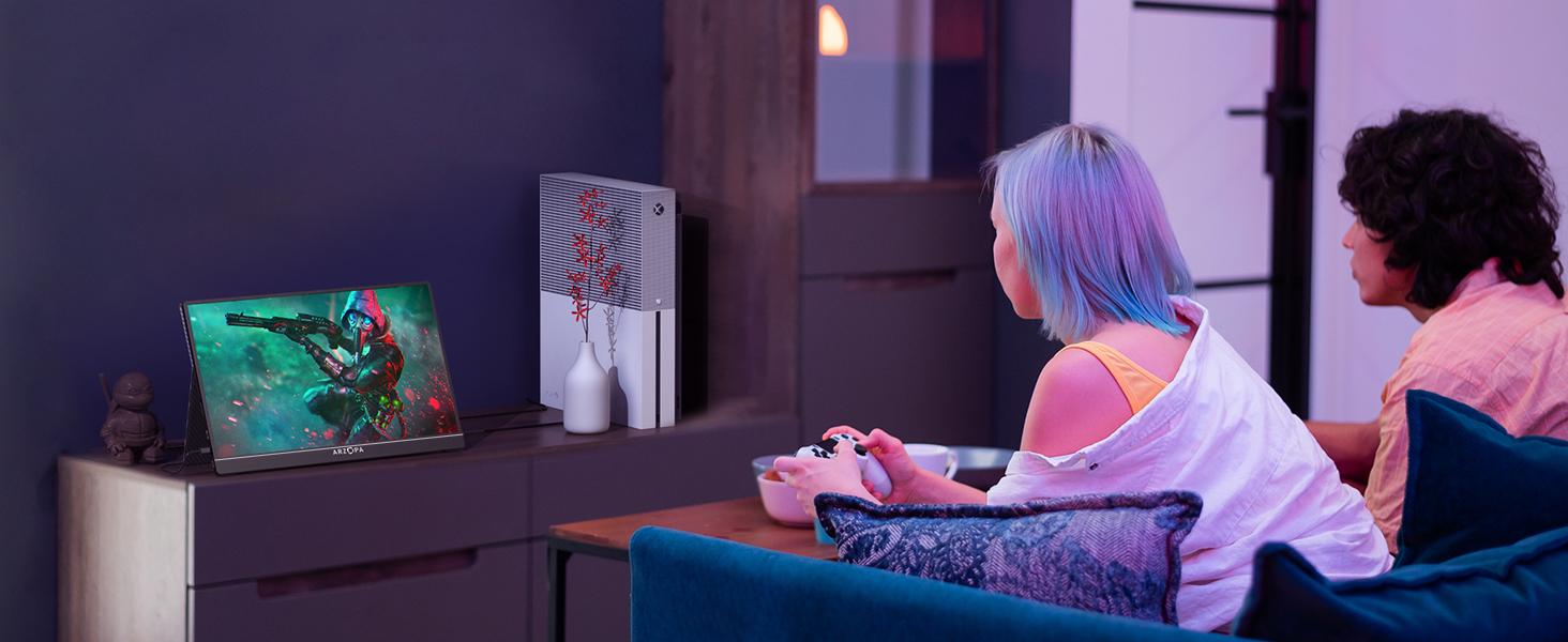 ARZOPA 16.1'' 144Hz Portable Monitor with Adjustable Foldable Kickstand, 100% sRGB 1920×1080P Full HD HDR 144HZ Portable Game Monitor, Ultra Slim - Eye Protection-External Second Screen Travel Monitor for Laptop/PC/Mac/PS3/4/5/Xbox Gift Ideas - Z1FC