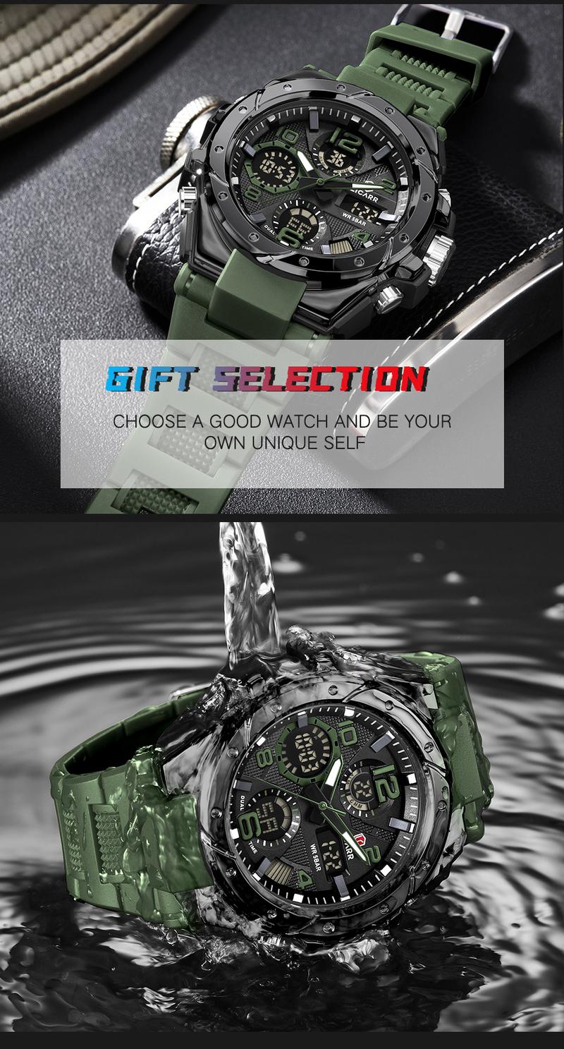 LICARR Men's Quartz Digital Watches Waterproof Alarm Luminous LICARR Men's Quartz Digital Watches Waterproof Alarm Luminous