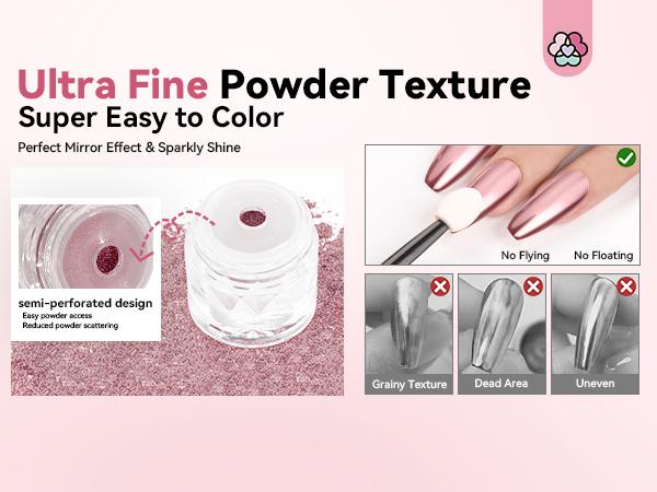 SAVILAND Rose Gold Chrome Nail Powder - 1g Metallic Mirror Effect Rose Gold Chrome Powder for Nails, Professional Gel Polish Chrome Powder Nail Glitter Manicure Pigment for Nail Art Design Home DIY