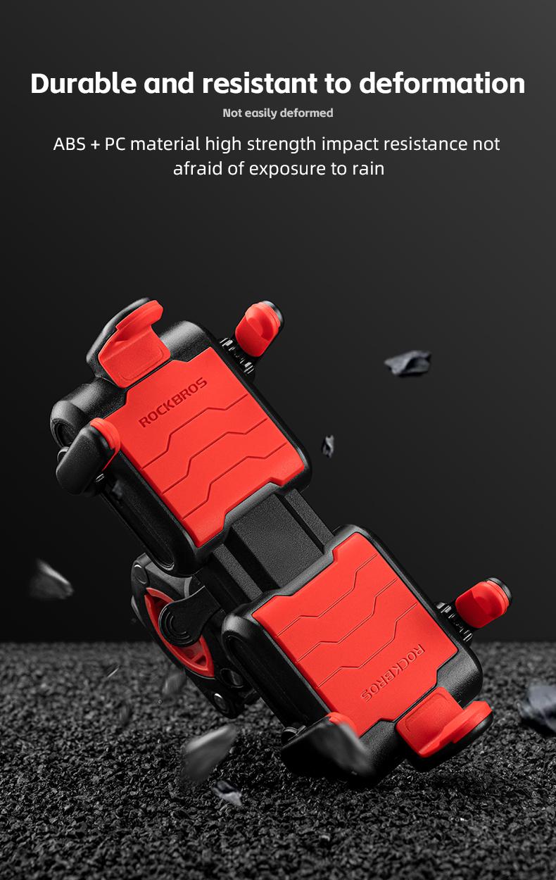 ROCKBROS Bike Phone Holder- Adjustable Motorcycle Phone Mount Handlebar Clip for Bicycle Scooter, Cell Phone Clamp for 4.1" - 6.7" Smartphones iPhone 14 Plus/Pro Max, 13 Pro Max, S9, S10 and More