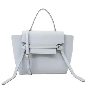 Pre-owned Celine Leather Shoulder Bags Nano Belt Grained Shoulder Bag Light Blue