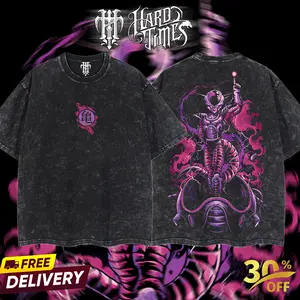 HardTimesClothing Frieza DB Retro Vintage Unisex Oversize Anime Manga Acid Washed Heavyweight Cotton T-shirt, Anime Merch, Gift For Anime Fan. Menswear Oversized