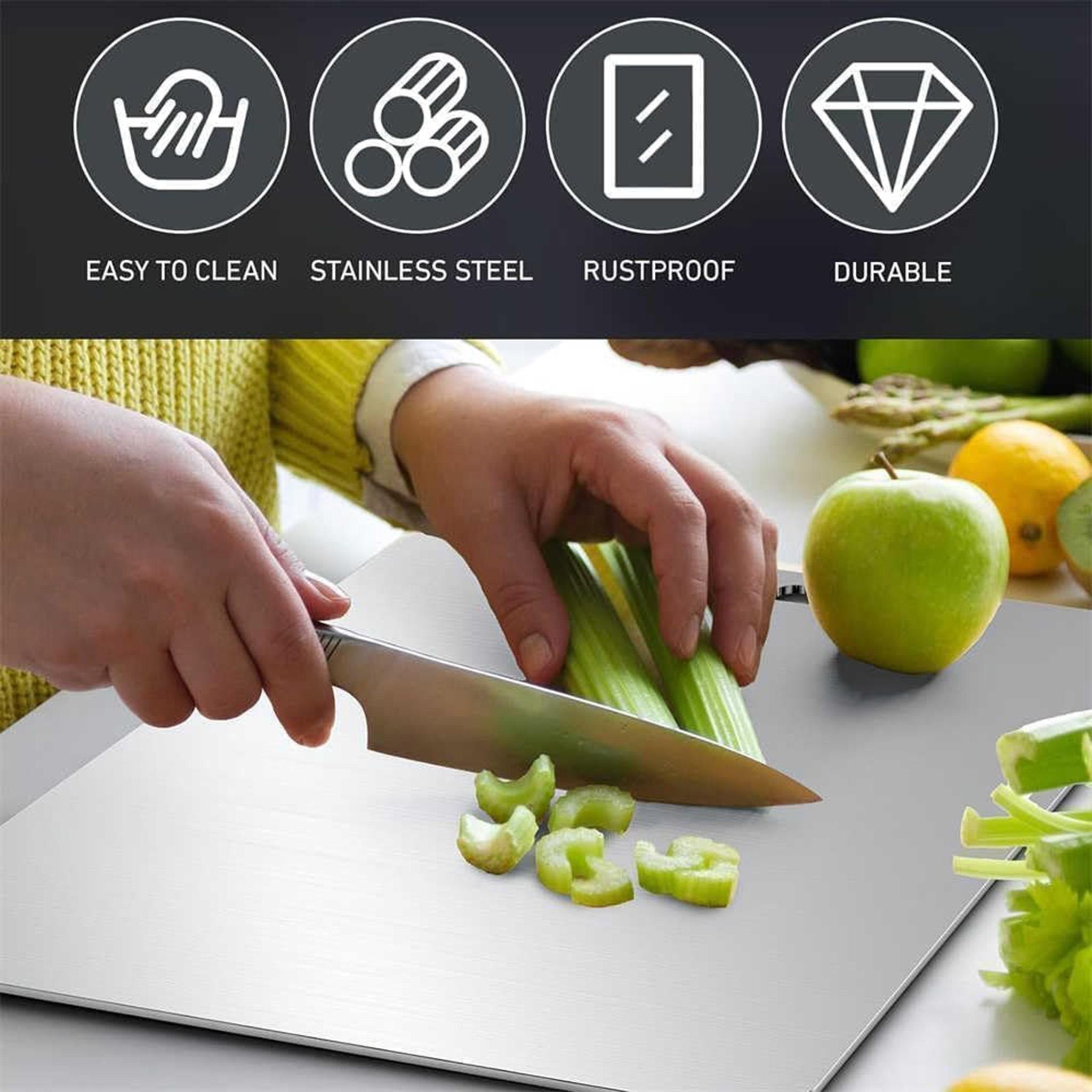 Titanium cutting board, stainless steel non-stick cutting board for kitchen, home cooking and outdoor camping, suitable for various cooking tasks, durable cutting board, modern cutting board