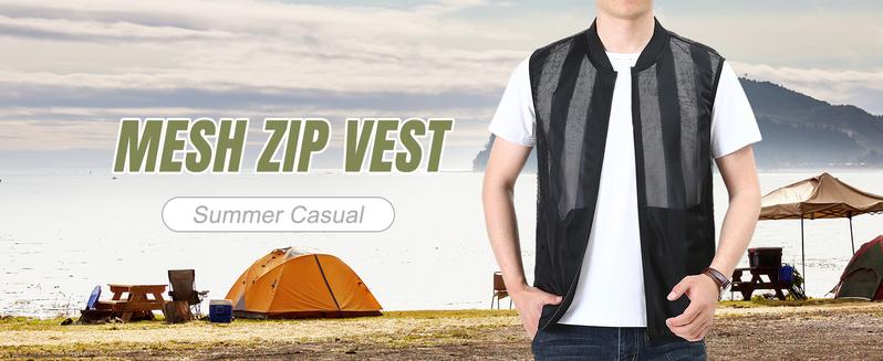 Men's Summer Casual Lightweight Breathable Mesh Cycling Travel Zip Vest for Outdoor Activities Comfortable & Versatile
