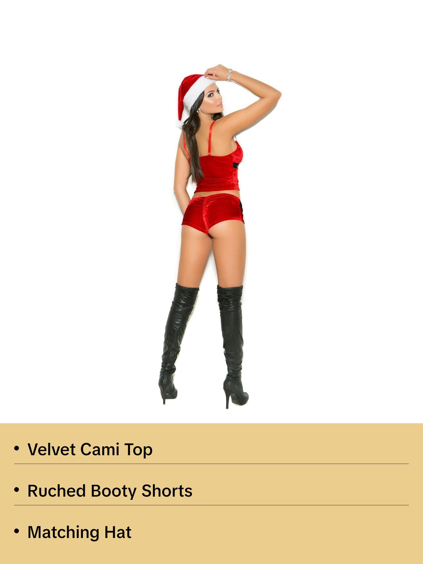 Santa Outfit Christmas Lingerie Set – Sexy Red Velvet Holiday Lingerie for Women Costumes Womenswear