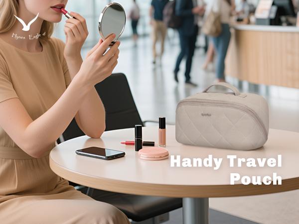 [NEW IN] HYNES EAGLE Travel Makeup Bag for Women, Water Repellent Puffy Quilted Cosmetic Organizer Pouch, Portable Wide Open Toiletry Bag for Toiletries & Brushes, Large Capacity Travel Makeup Case Black Friday