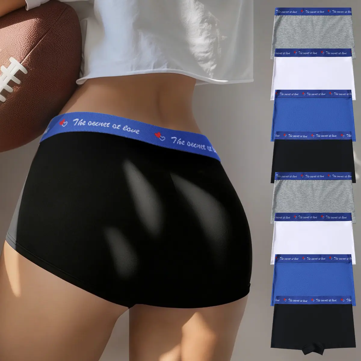Hotcom Boyshorts for Women, Minimalist Solid Cotton Underwear with a High Waist, Comfortable Fit for Activewear & Casual Wear, 4-Pack, Athletic, Boxer
