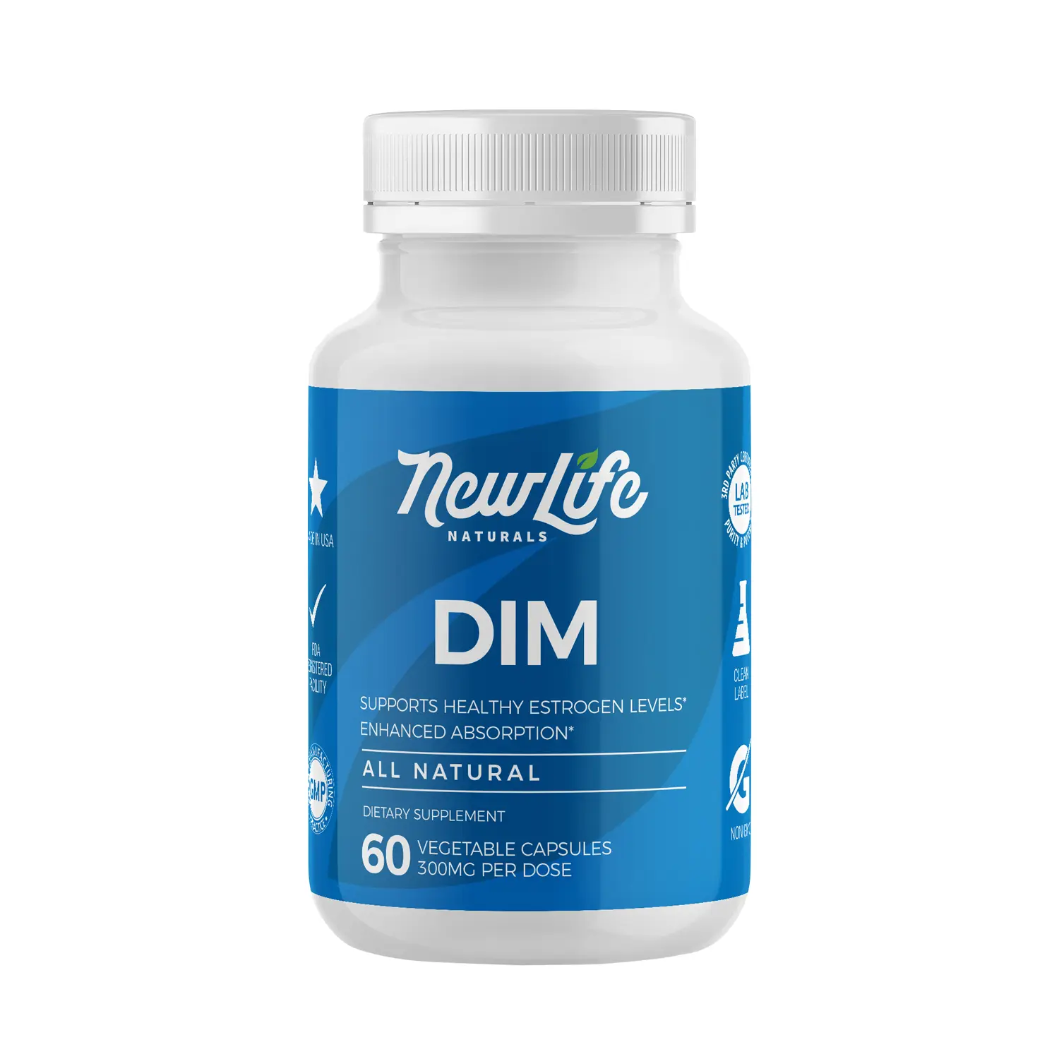 NewLife Naturals DIM Supplement 300mg for Hormonal Acne, Estrogen Balance, PCOS, Post Menopause Relief, Healthy Estrogen Levels, Bioperine - 60 Day Supply