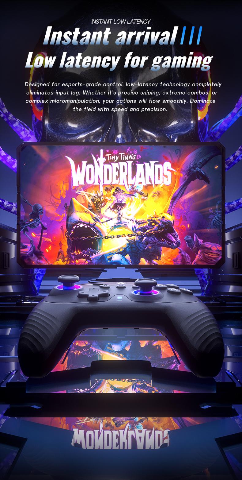 YUYIU Wind Chaser 2 Wireless Anti-Stick Drift Controller  Hall Effect Joystick, Linear Triggers, 6-Axis Gyro, Dual Vibration, Macro Back Buttons, & Replaceable D-Pad for Switch, PC, Steam, Android | 1000Hz Polling, RGB, 1000mAh