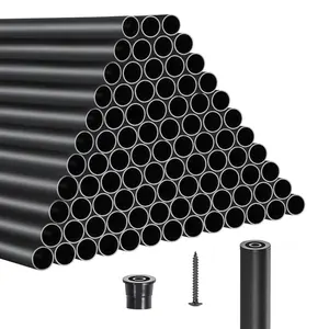 VEVOR Staircase Balusters 101 Pack,  , 36 In Aluminum Stair Balusters, 3/4 Inch Water-Proof Round Metal Spindle Railing, Hollow Deck Railing with Rail Caps & Screws for Stairs, Porch, Patio, Matte Black