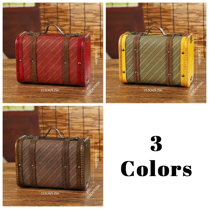 Vintage Distressed Wooden Travel Trunk  Durable Antique-Style Storage Chest for Luggage Home Decor & Retro Interiors