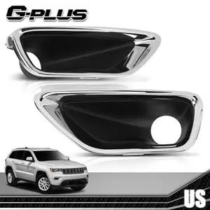 Fit For 16-20 Jeep Grand Cherokee Pair Chrome Fog Light Cover Lamp Bezel Trims G-PLUS