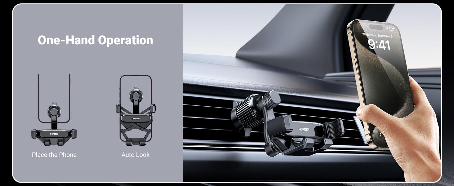 UGREEN Car Phone Holder 360 Degree Rotated Gravity Air Vent Phone Mount, Compatible with iPhone 17 16, Samsung, 360 rotation Cellphone Grip Stand-Deals for You,September Restock，TikTokShopBlackFriday ,TikTokShopHolidayHaul