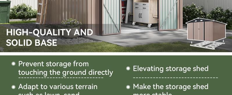 Aoxun Storage Shed Outdoor Metal Storage Shed 8*6 ft, Galvanized Steel Metal Garden Shed with Air Vent and Hinged Door Utility Tool Storage House for Garden, Backyard, Patio, Lawn, with Swing Door and Lock, Brown