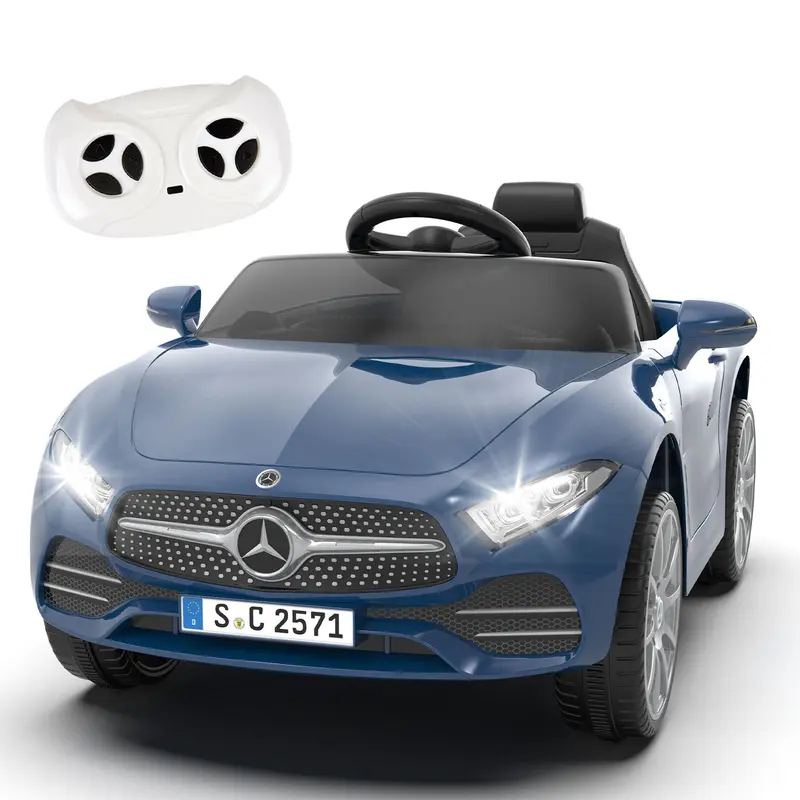 Ages 2-4 | Licensed Mercedes-Benz CLS 350 12V Ride On Car – Parent Remote Control, Spring Suspension, Bluetooth, Music & LED Lights (Blue) summerwins Ride On Wheels Toddler Car, Windshield