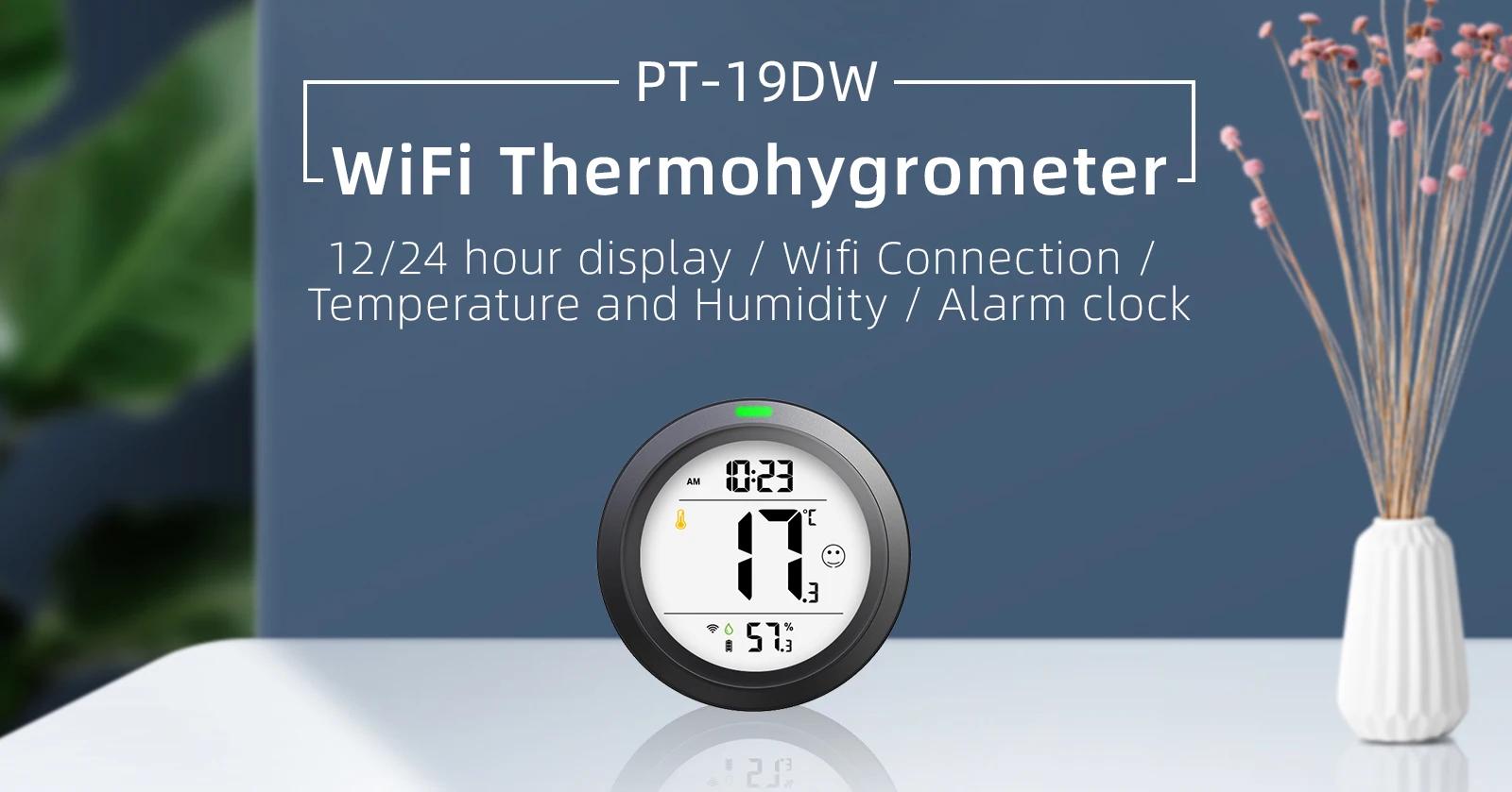 PROTMEX Tuya Wifi Bluetooth Thermometer Hygrometer Date Time Alarm Multifunctional with Smart Life APP Temperature Humidity