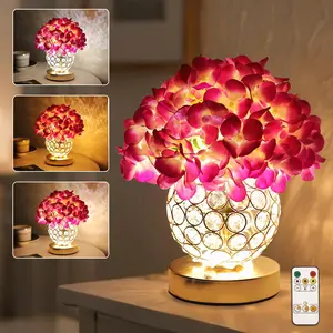 Artificial Hydrangea Flower Lamp with Remote Control, Hydrangea Flower 3 Color Dimmable Night Light Gifts for Women Mom Wife Friend Birthday Christmas, Bedroom Coffee Shop Store Living Room Decor