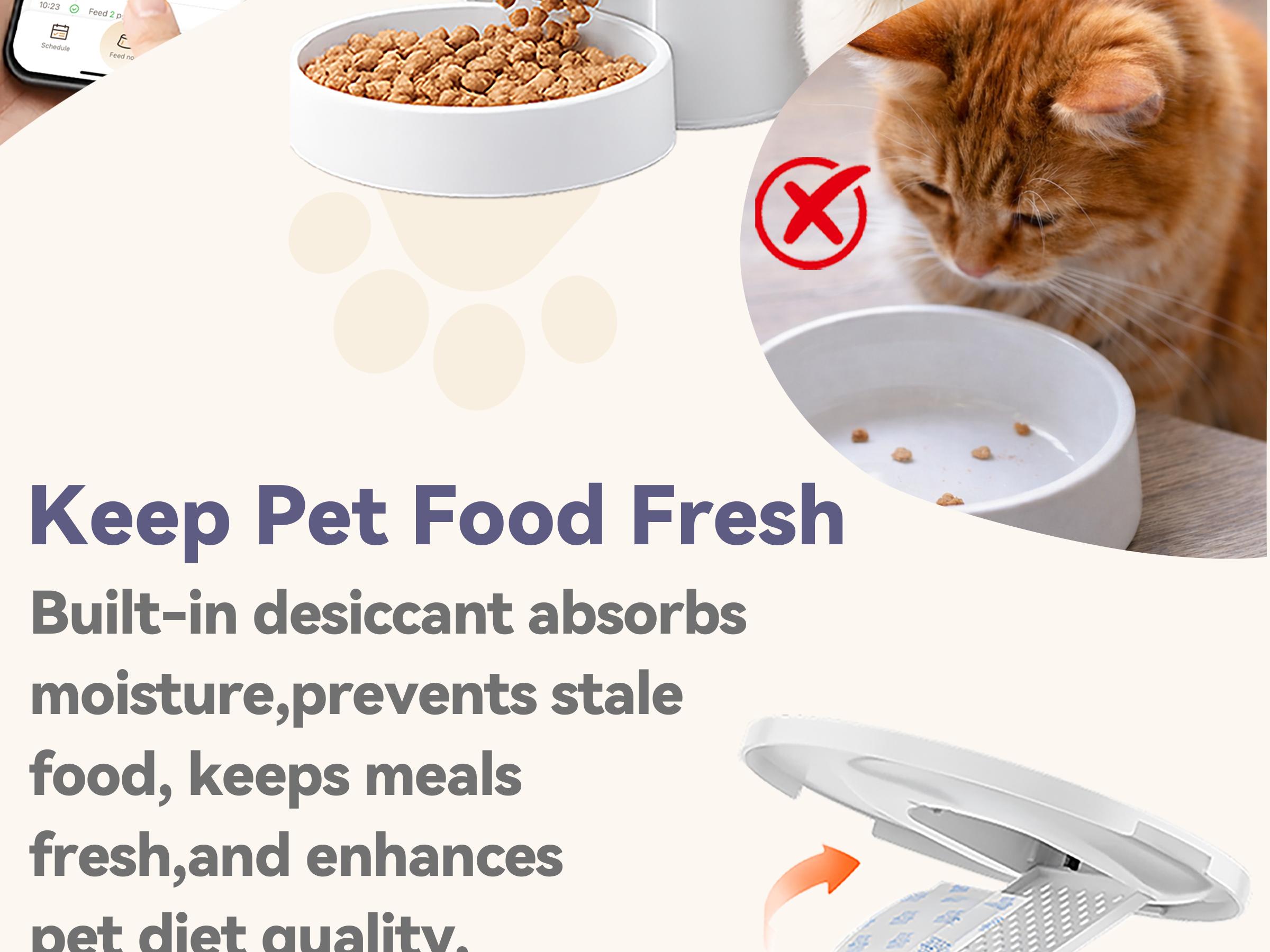 Waithem Wi-Fi Automatic Pet Feeder, Timed Dry Food Dispenser with App Programmable Portion Control, Up to 10 Meals Per Day, Dual Power Supply, for Cats and Small Dogs