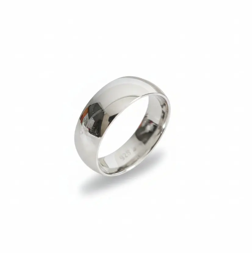 Emma Vera Jewelry 925 Sterling Silver 8mm Wide Unisex Fit Band - Rhodium Plated, High Polish, Durable Silver for Daily Use, Shared Style Wedding Ring, Anniversary Accessory for Men