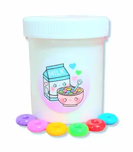Fruity Cereal Milk Handmade Thickie Slime – Scented & Stretchy Slime for Ages 8+ – Hoshimi Slimes