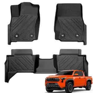 Canvcle Custom Fit Floor Mats for Gas Model 2024-2025 Toyota Tacoma Double Cab Automatic All Weather TPE Rubber Liners Non-Slip & Odorless