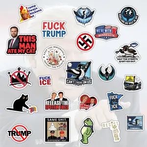 Anti Trump Sticker Pack, Fdt Political Protest Decals, Parody Vinyl Decals - Weatherproof & Anti-fascist, Subtle Anti Trump Gift For Liberal, Political Decal Water Bottle, Laptop, Car, Locker