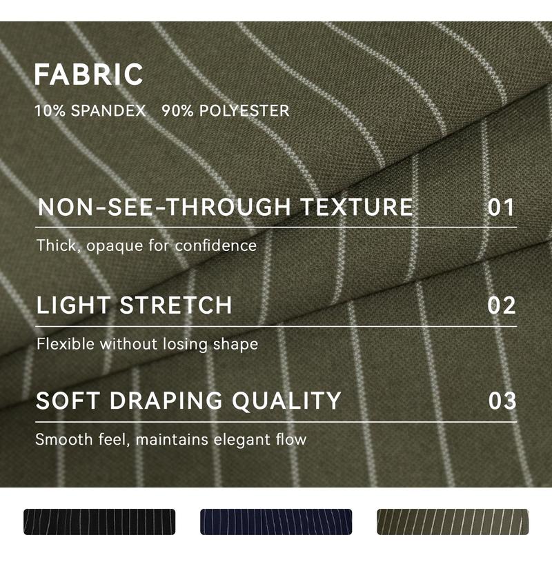 OQQ Women's Striped Trousers High Waisted Pinstripe Flare Trouser