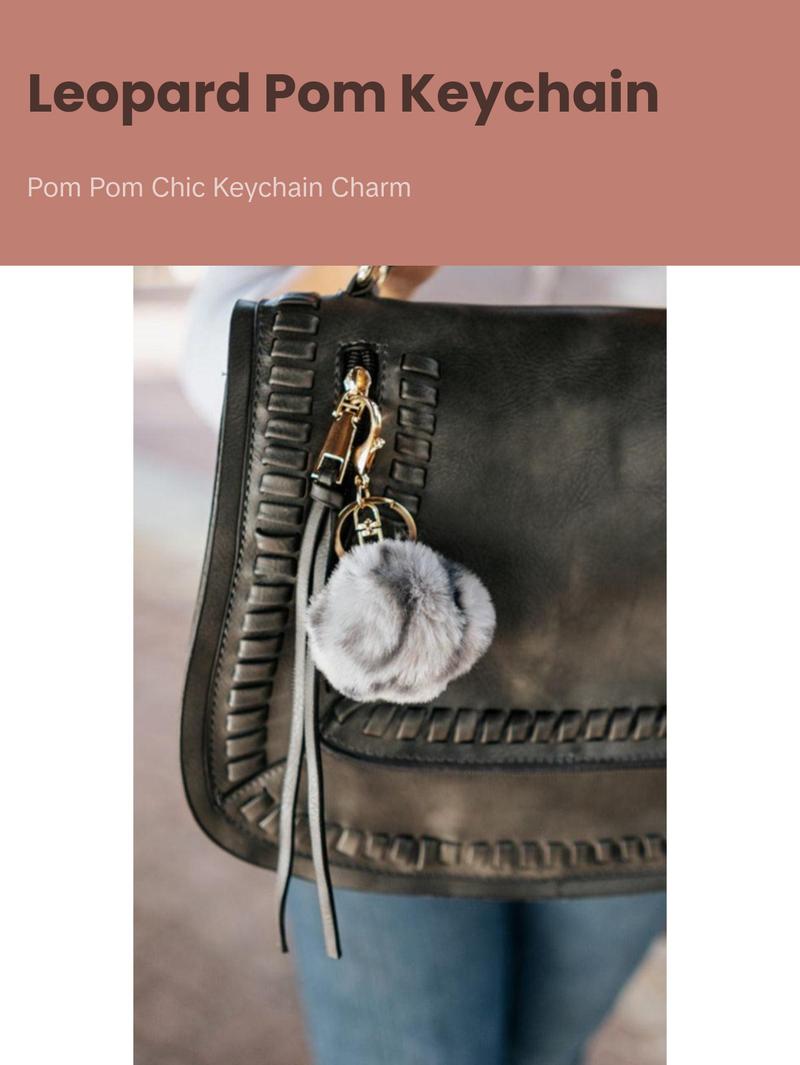 shea leopard pom pom keychain