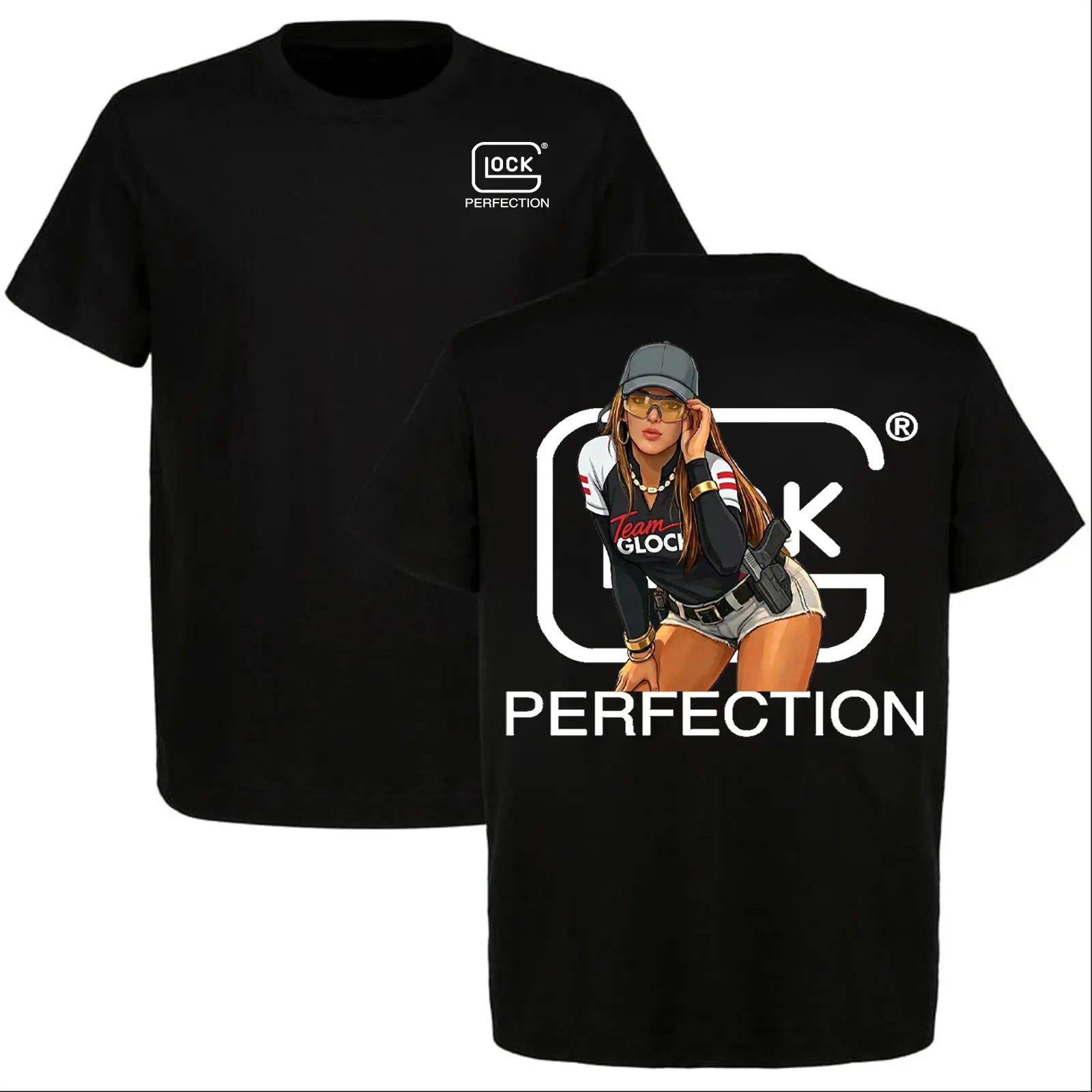 2026 Team Glock - Perfection 2 Sided T-shirt, Glock Tee, Great Shirt for Gun Enthusiasts, Tactical Style, Full Size, Full Color