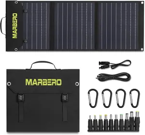 MARBERO 60W Portable Solar Panel 60 Watt Foldable Solar Panel for Solar Generators IP65 Waterproof 23% High Efficiency USB Port & DC Output(10 Changeable Adapters) for Outdoor Camping Travel Cloudy