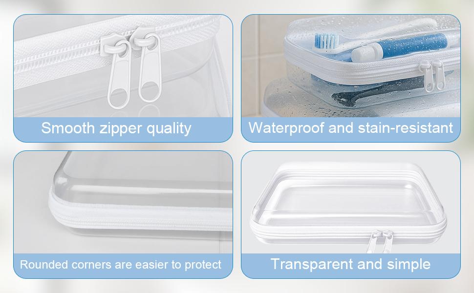 6 Pack Clear Hard Shell Zipper Cases, Dustproof PVC Storage Box, Waterproof Toiletry Organizer, Travel Makeup Organizer, Transparent Storage Cases Storage Organizer Set for Bead & Small Objects, Portable Travel Organizer Containers, Valentine's Day Gifts