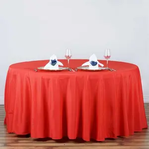 Polyester Round Tablecloth 120" Red - Durable & Seamless Table Cover
