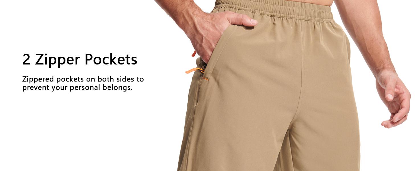 MAGCOMSEN Men's Workout Shorts 9" Quick Dry Shorts with Zipper Pockets for Running Athletic Gym Basketball Outdoorfun