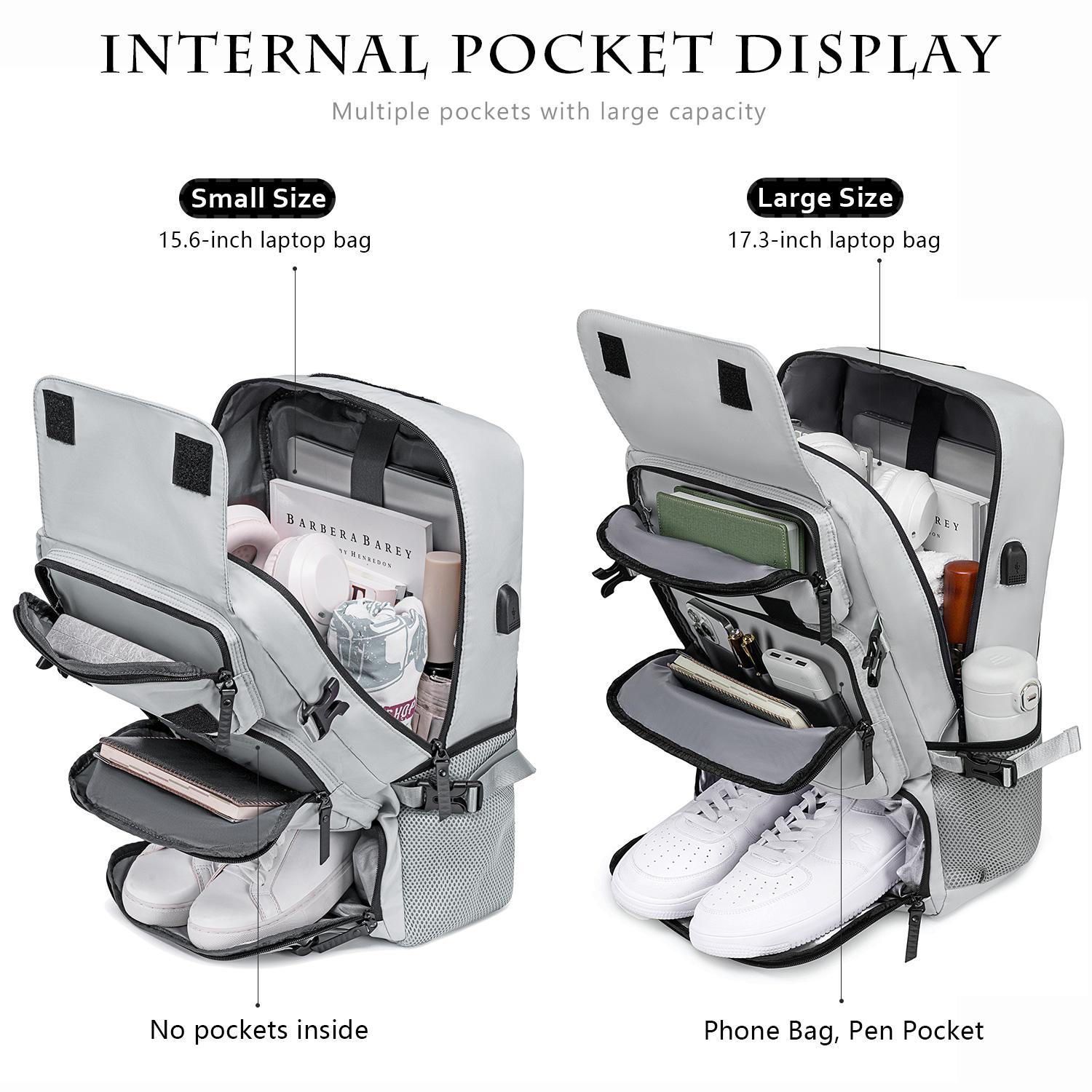 This 3-in-1 large-capacity multi-functional business travel backpack features a shoe compartment and USB charging port. It's lightweight, suitable for everyday use, unisex, and offers organized storage. A stylish and portable casual backpack.