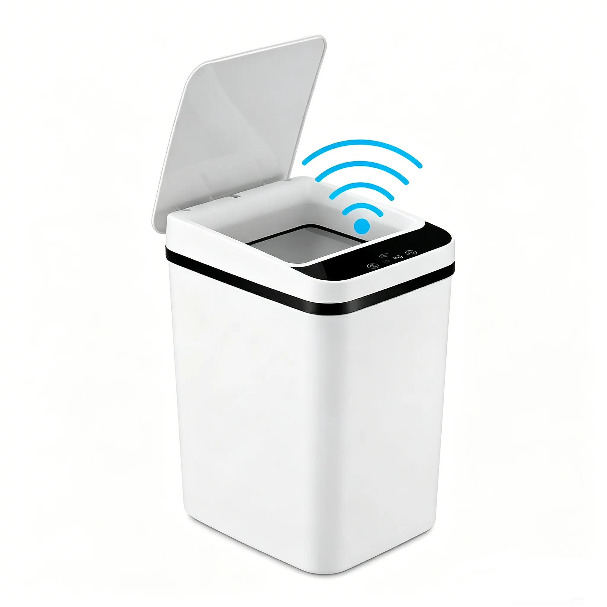 2 Pack 12L ABS Automatic Trash Bin , Small Motion Sensor Smart Trash Can, Slim Waterproof Trash Bin for Bedroom, Bathroom, Office, Living Room, White garbage automatic