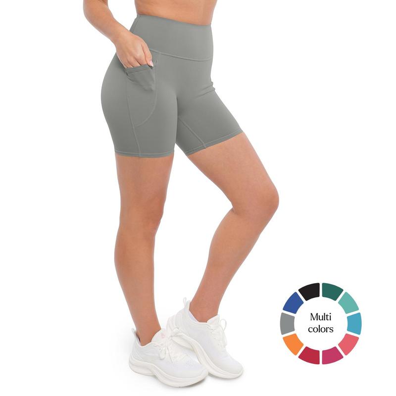 BRXL【Discount for live】Women's 5 Inch Inseam Biker Shorts with Pockets High Waist Buttery Soft Yoga Athletic Gym Running Volleyball Spandex Shorts-Live Underwear Free & Practical Pocket Design UPF 50+ Sun Protection