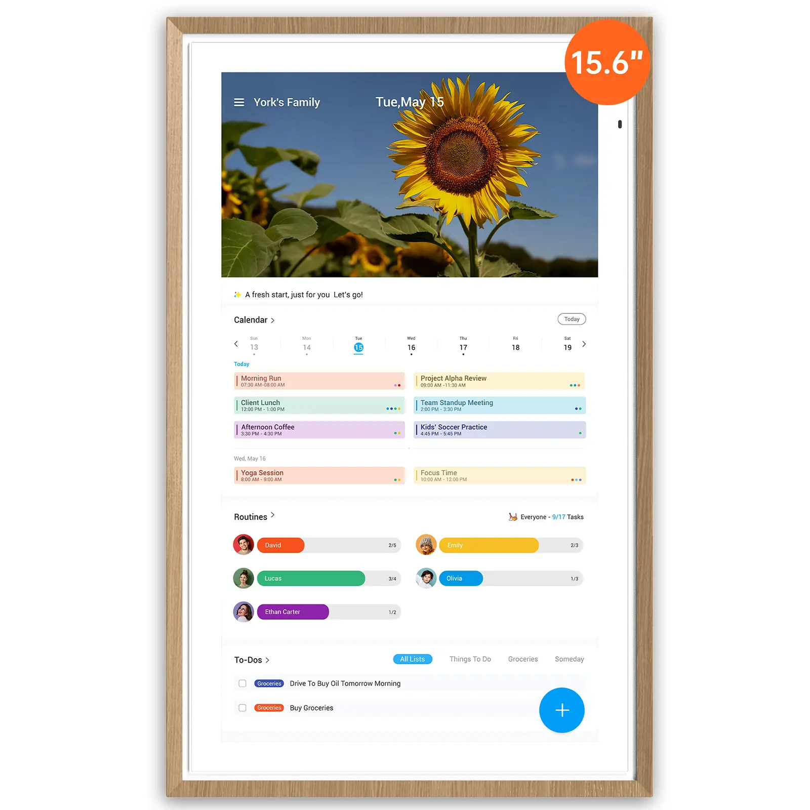 【Dual-Mode】ApoloSign Digital Family Wall Calendar, 15.6" 21.5" Planner Calendar for Kids Chore Chart, Daily Routines, Schedules Organizer, Auto Sync Calendar, Supports Customize Widget Dashboard, Google Home, Voice Control