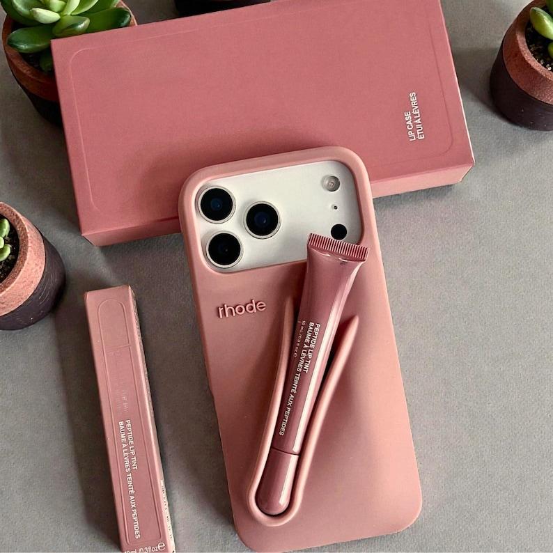 Rhode Lip Tint Silicone Phone Case + Lip Gloss Rhode Lip for iPhone 11–17 Shockproof design, smooth lipstick application| Fashionable protective nutrients, convenient for daily use