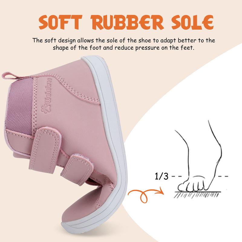 WateLves Toddler Little Kids Wide Barefoot Shoes Boys Girls Winter High Top Minimalist Sneakers Ankle Boots Leather Uniform Dress Shoes Naturally Splay