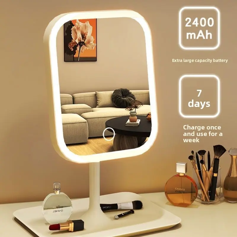 LED Vanity Mirror with Adjustable Lighting HD LightedMakeup Mirror for Desk or Table 2400mAh Battery 7 DaysCharge Home Beauty Routine