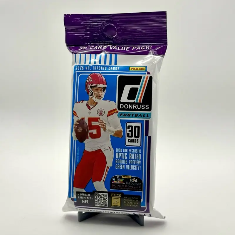 Panini Donruss 2025 Football Fat Pack - Official NFL Trading Cards, 30 Cards, Exclusive Optic-Rated Rookies, Collectors' Official Product, Optic Rookies