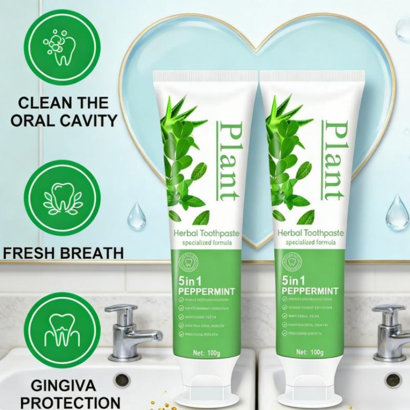 5 in 1 Whitening Toothpaste, Plant Herbal Formula, Reduces Exogenous Stains, Freshens Breath & Supports Healthy Teeth, 100g