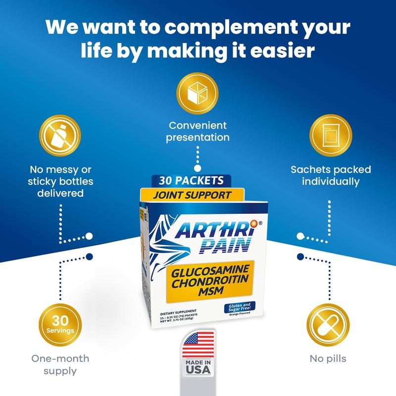 Arthripain – One a Day Cartilage Repair Supplement – Clinically Tested Joint Juice for Joint Relief Support – Glucosamine Chondroitin MSM – Swollen Knee Treatment – Sugar-Free – Made in USA