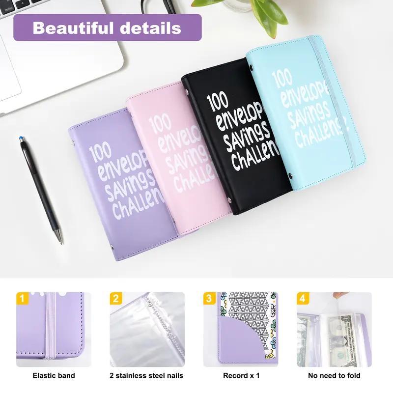 100 Envelope Saving Challenged Binder, Budget Binder, Saving Challenge Book, Saving Challenge Notebook, Money Organizer, Budget Planner Book for Budgeting,Birthday Gifts Income Tracker