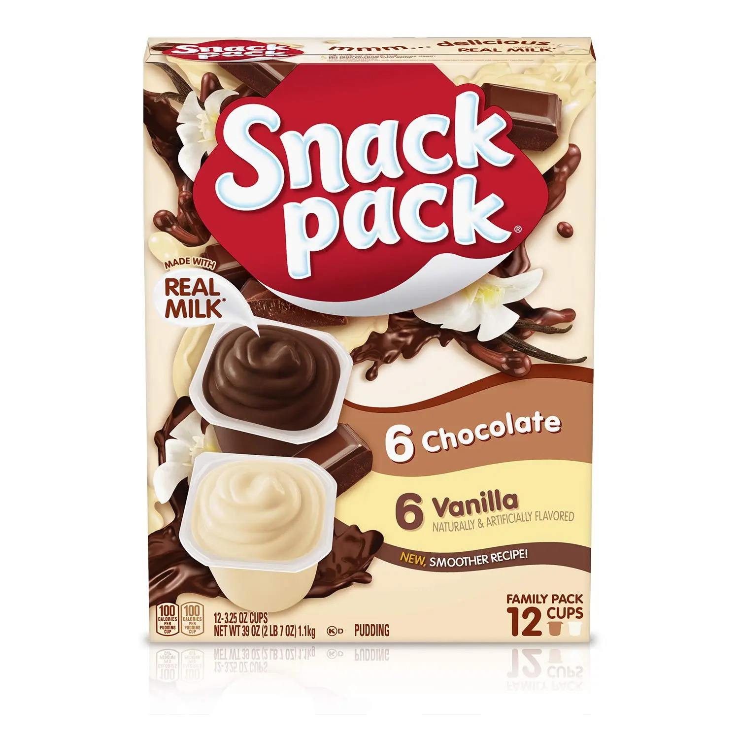 Creamy Gluten-Free Chocolate & Vanilla Ambient Custard Pudding Cups - 12-Count Family Pack, Instant Pudding Texture, Cupboard-Stable Dessert Treats, Milk-Containing Snacks for Adults, No High Fructose Corn Syrup