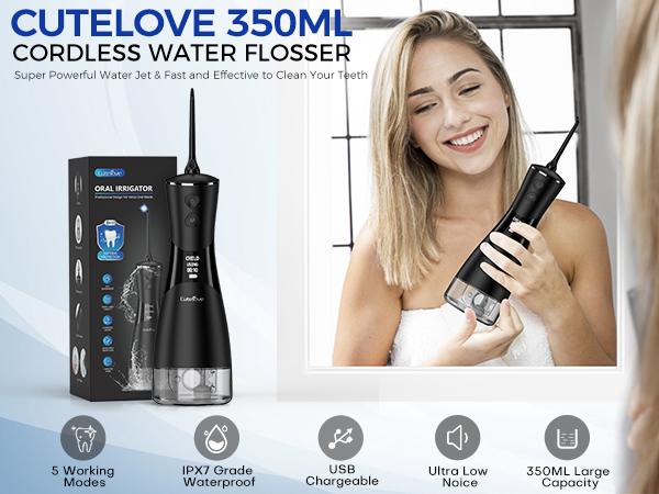 350ML 7-in-1 Cordless Water Flosser,Powerful Oral Irrigator with 5 Pressure Modes and 7 Jet Tips, Ideal Gift for Everyone Christmas Gifts Holiday Gift