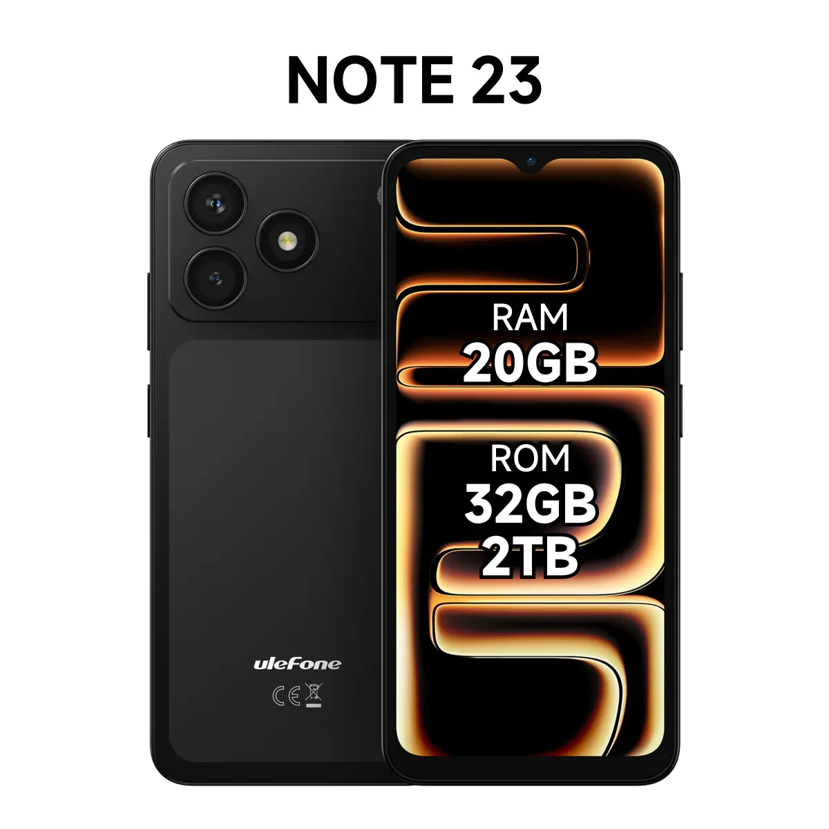 Ulefone Note 23 4G Android 16 Go Cell Phone, 20GB (3GB+17GB Virtual), 32GB 6.56" 90Hz Screen Unlocked Smartphone, Unisoc T7100/2TB Expandable/3-Card Slot/Face Unlock/GPS/Glonass/Galileo, USB-C